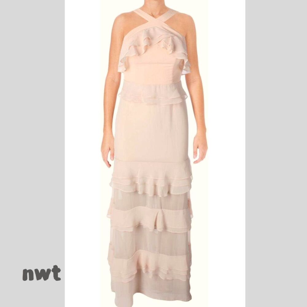 NWT Aqua Ruffle Pink Maxi gown Sz XS - Picture 2 of 6